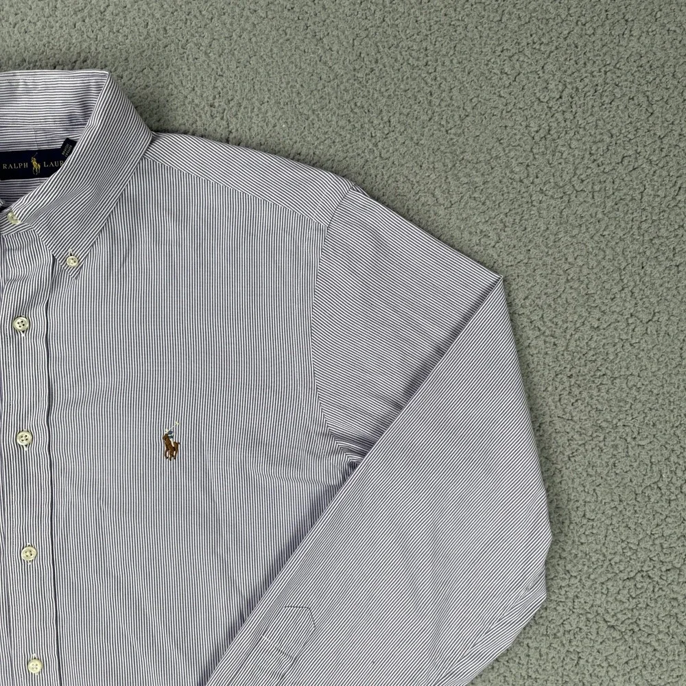 Ralph Lauren Long Sleeve Button Down Shirt Men 16.5 34/35 Striped Flesh Pony